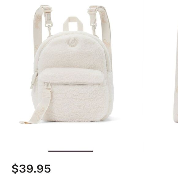 PINK Victorias Secret White Shell SHERPA CROSSBODY BAG MINI CONVERTIBLE BACKPACK - Picture 5 of 16